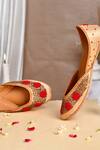 La Fiza_Beige Bead Rosie Embellished Juttis _Online_at_Aza_Fashions