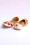 Shop_La Fiza_Beige Bead Rosie Embellished Juttis _Online_at_Aza_Fashions