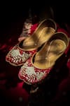 Buy_La Fiza_Maroon Zardozi Qurbat Embellished Juttis _at_Aza_Fashions