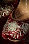 Shop_La Fiza_Maroon Zardozi Qurbat Embellished Juttis _Online_at_Aza_Fashions