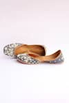 Shop_La Fiza_Grey Bead Azal Embellished Juttis _at_Aza_Fashions