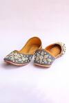 La Fiza_Grey Bead Azal Embellished Juttis _Online_at_Aza_Fashions