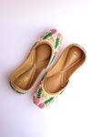 Buy_La Fiza_Beige Thread Pinklet Embroidered Juttis _Online_at_Aza_Fashions