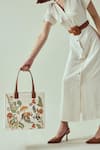 Buy_SASHE HOUSE_White Thread Royal Jungle Canvas Tote Bag _Online_at_Aza_Fashions