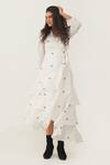 Buy_Indigo Dreams_White 100% Cotton Hand Woven Circular Jamdani V-neck Olive Wrap Dress _Online_at_Aza_Fashions