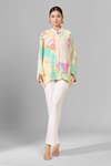 Pankaj & Nidhi_Multi Color Printed Floral Band Collar Shirt _Online_at_Aza_Fashions