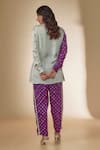 Shop_Sheeshakari_Purple Silk Hand Embroidered Mirror Collar Bandhani Print Shirt With Pant _at_Aza_Fashions