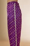 Sheeshakari_Purple Silk Hand Embroidered Mirror Collar Bandhani Print Shirt With Pant _Online_at_Aza_Fashions