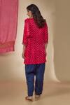 Shop_Sheeshakari_Pink Silk Hand Embroidered Mirror Round Bandhani Print Draped Top With Pant _at_Aza_Fashions