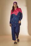 Buy_Sheeshakari_Blue Silk Hand Embroidered Mirror Collar Work Shirt With Pant _at_Aza_Fashions