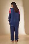 Shop_Sheeshakari_Blue Silk Hand Embroidered Mirror Collar Work Shirt With Pant _at_Aza_Fashions