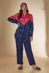 Buy_Sheeshakari_Blue Silk Hand Embroidered Mirror Collar Work Shirt With Pant _Online_at_Aza_Fashions