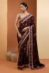 Buy_Neha Khullar_Purple Viscose Organza Digital Print Embroidered Saree And Sleeveless Blouse Set _at_Aza_Fashions