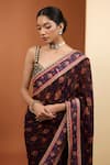 Shop_Neha Khullar_Purple Viscose Organza Digital Print Embroidered Saree And Sleeveless Blouse Set _Online_at_Aza_Fashions