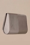 Ampm_Silver Embroidery Zehra Metallic Linear Pattern Clutch _Online