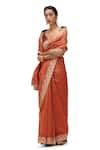 Buy_Mimamsaa_Orange Crepe Sequins, Embroidery Fara Hem Saree _Online_at_Aza_Fashions