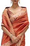 Shop_Mimamsaa_Orange Crepe Sequins, Embroidery Fara Hem Saree _at_Aza_Fashions