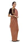 Buy_Mimamsaa_Brown Crushed Tissue Embroidered Sequin Hanita Scallop Hem Saree _Online_at_Aza_Fashions