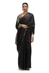 Buy_Mimamsaa_Black Organza Silk Embroidered Sequin Sati Scallop Hem Saree _at_Aza_Fashions