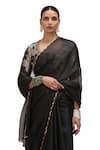 Shop_Mimamsaa_Black Organza Silk Embroidered Sequin Sati Scallop Hem Saree _Online_at_Aza_Fashions