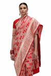 Mimamsaa_Red Satin Silk Embroidered Zari Gehana Floral Jaal Woven Saree _at_Aza_Fashions