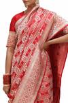 Shop_Mimamsaa_Red Satin Silk Embroidered Zari Gehana Floral Jaal Woven Saree _at_Aza_Fashions