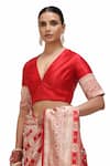 Buy_Mimamsaa_Red Satin Silk Embroidered Zari Gehana Floral Jaal Woven Saree _Online