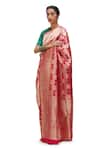 Buy_Mimamsaa_Pink Satin Silk Embroidered Zari Madhuja Floral Jaal Woven Saree _Online_at_Aza_Fashions