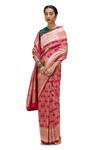 Mimamsaa_Pink Satin Silk Embroidered Zari Madhuja Floral Jaal Woven Saree _at_Aza_Fashions