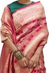 Shop_Mimamsaa_Pink Satin Silk Embroidered Zari Madhuja Floral Jaal Woven Saree _at_Aza_Fashions