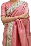 Shop_Mimamsaa_Pink Satin Silk Woven Danda Neana Weave Pattern Saree _at_Aza_Fashions