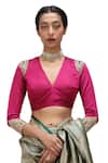 Mimamsaa_Green Satin Silk Woven Danda Bani Weave Pattern Saree _at_Aza_Fashions