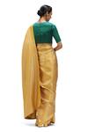 Mimamsaa_Yellow Satin, Silk Shaima Danda Weave Pattern Saree _Online_at_Aza_Fashions