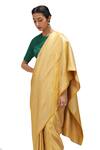 Shop_Mimamsaa_Yellow Satin, Silk Shaima Danda Weave Pattern Saree _Online_at_Aza_Fashions