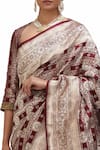 Shop_Mimamsaa_Maroon Satin Silk Woven Fleur Jaal Tapti Bridal Saree _at_Aza_Fashions