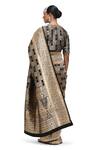 Mimamsaa_Black Satin, Silk Zari, Embroidery Taarika Floret Jaal Woven Saree _Online_at_Aza_Fashions