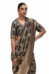 Shop_Mimamsaa_Black Satin, Silk Zari, Embroidery Taarika Floret Jaal Woven Saree _Online_at_Aza_Fashions