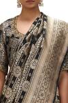 Shop_Mimamsaa_Black Satin, Silk Zari, Embroidery Taarika Floret Jaal Woven Saree _at_Aza_Fashions