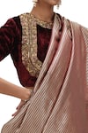 Shop_Mimamsaa_Wine Satin, Silk Vaiga Danda Weave Pattern Saree _at_Aza_Fashions