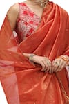 Shop_Mimamsaa_Red Tissue Silk Woven Sequin Tarini Tikki Work Saree _at_Aza_Fashions