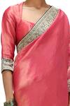 Shop_Mimamsaa_Pink Tissue, Silk Embroidery Veena Floral Brocade Border Saree _at_Aza_Fashions