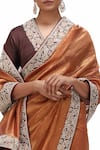 Buy_Mimamsaa_Brown Tissue Silk Woven Floweret Sindhu Brocade Border Saree _Online_at_Aza_Fashions