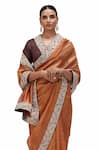 Shop_Mimamsaa_Brown Tissue Silk Woven Floweret Sindhu Brocade Border Saree _Online_at_Aza_Fashions