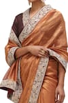 Shop_Mimamsaa_Brown Tissue Silk Woven Floweret Sindhu Brocade Border Saree _at_Aza_Fashions