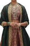 Shop_Mimamsaa_Red Brocade Silk Woven Zameen And Alfi Motif V Neck Warhi & Lehenga Set _at_Aza_Fashions