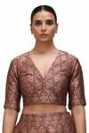 Buy_Mimamsaa_Red Brocade Silk Woven Zameen And Alfi Motif V Neck Warhi & Lehenga Set 