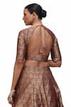 Mimamsaa_Red Brocade Silk Woven Zameen And Alfi Motif V Neck Warhi & Lehenga Set _Online