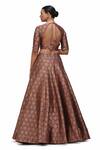 Buy_Mimamsaa_Red Brocade Silk Woven Zameen And Alfi Motif V Neck Warhi & Lehenga Set _Online