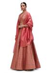 Buy_Mimamsaa_Red Brocade Silk Woven Zameen And Alfi Motif V Neck Soma & Lehenga Set _Online_at_Aza_Fashions