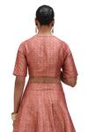 Shop_Mimamsaa_Red Brocade Silk Woven Zameen And Alfi Motif V Neck Soma & Lehenga Set _Online_at_Aza_Fashions